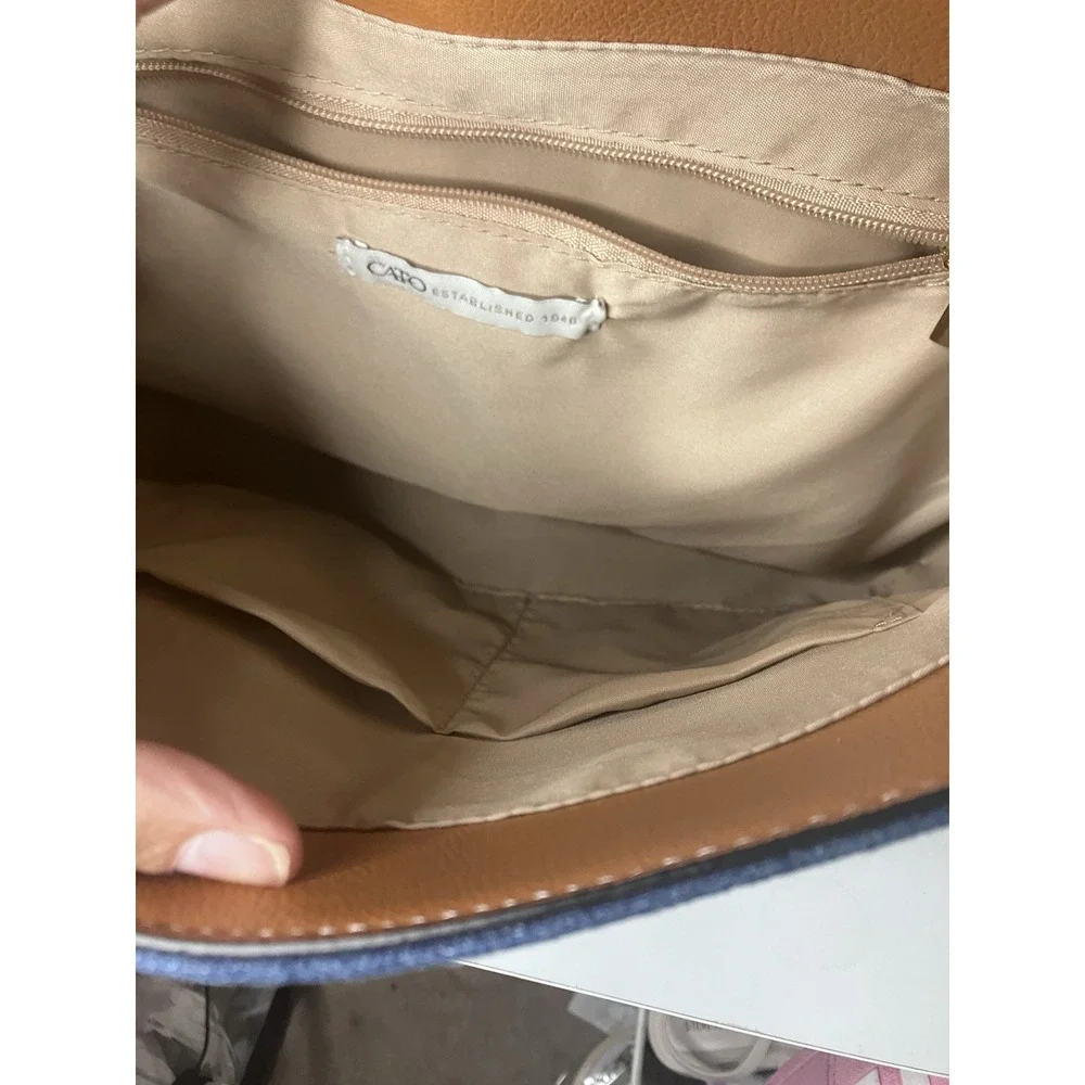Brand New CATO Women's Denim Pocket Fringe Saddle Purse Bag